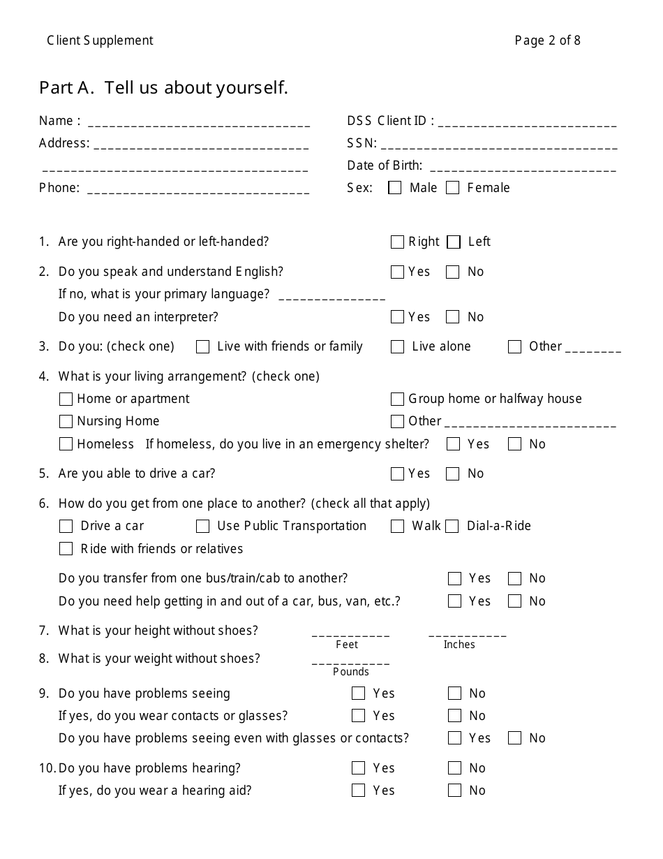Form W-303 Client Supplement for Medical Information - Connecticut, Page 2