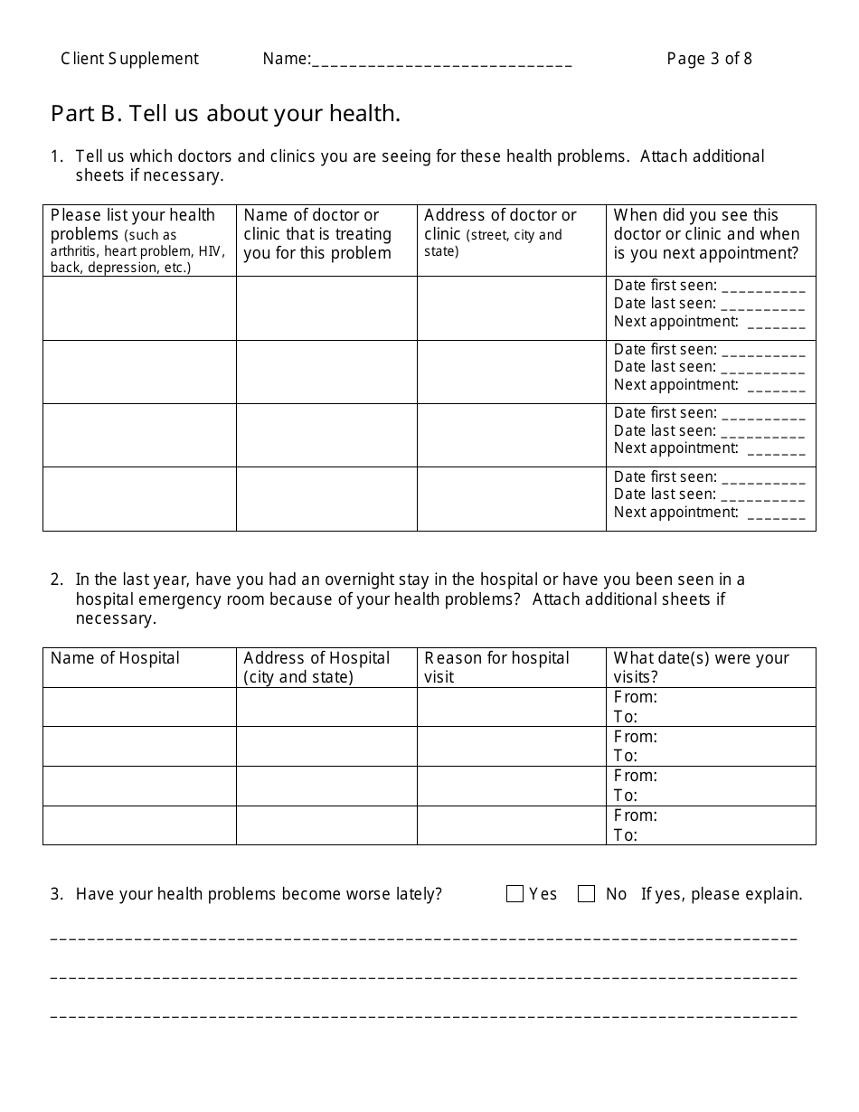 Form W-303 Client Supplement for Medical Information - Connecticut, Page 3