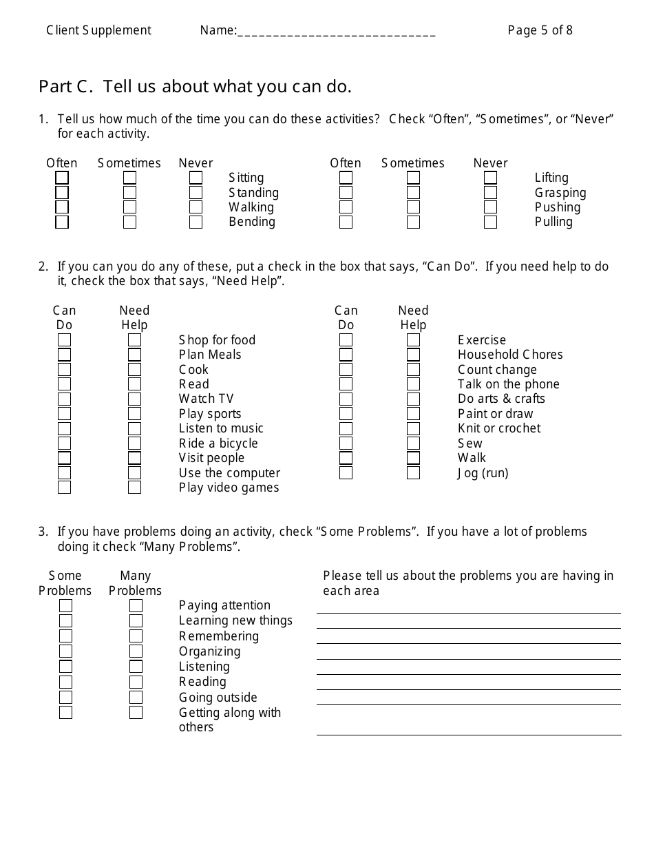 Form W-303 Client Supplement for Medical Information - Connecticut, Page 5