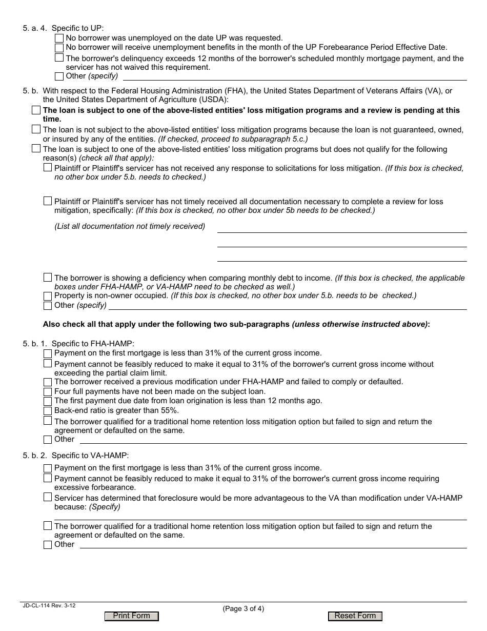 Form JD-CL-114 Affidavit - Federal Loss Mitigation Programs - Connecticut, Page 3