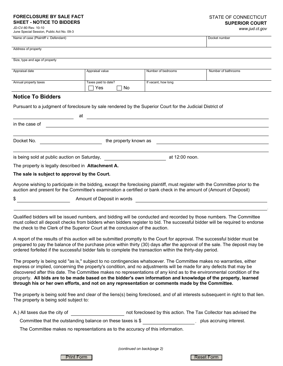 Form JD-CV-80 - Fill Out, Sign Online and Download Fillable PDF ...