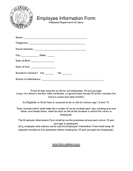 Document preview: Employee Information Form - Alabama