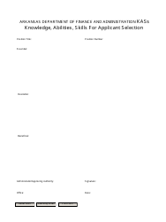 Document preview: Knowledge, Abilities, Skills for Applicant Selection - Arkansas