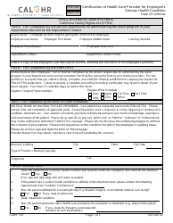 Form CALHR754 Certification of Health Care Provider for Employee&#039;s Serious Health Condition - California