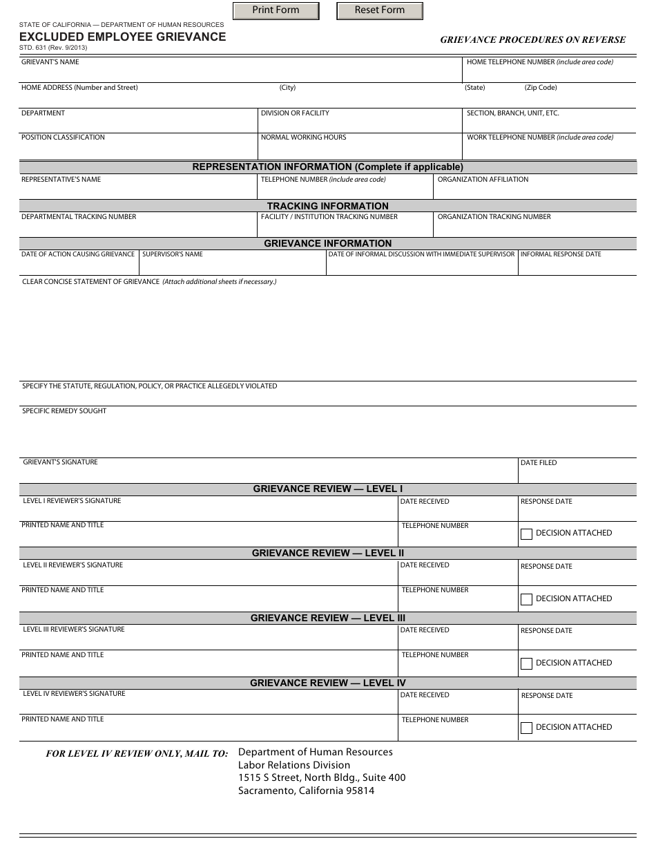 Form STD.631 - Fill Out, Sign Online and Download Fillable PDF ...