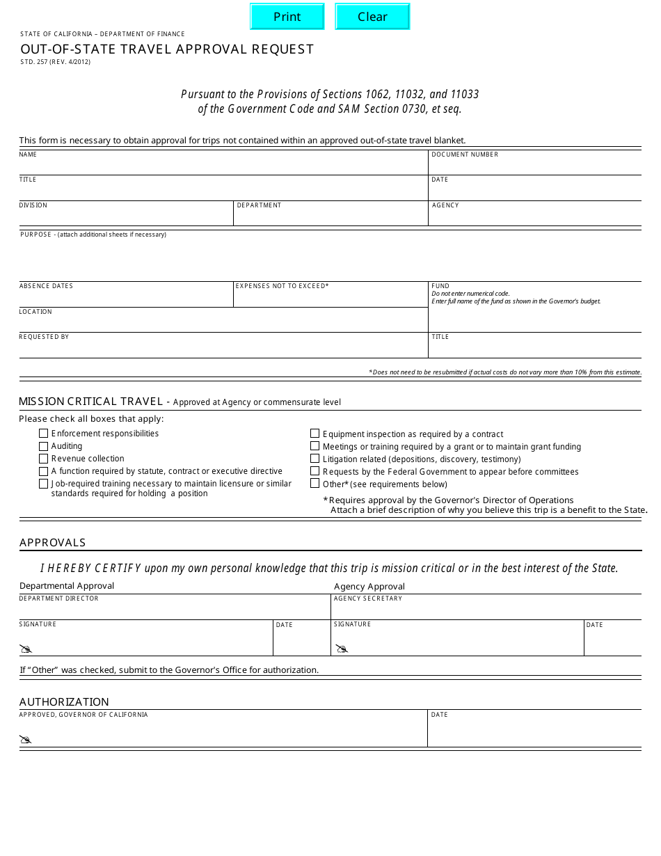 Form Std.257 - Fill Out, Sign Online And Download Fillable Pdf 