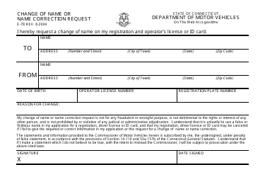 Form E78 Download Fillable PDF or Fill Online Change of Name or Name ...