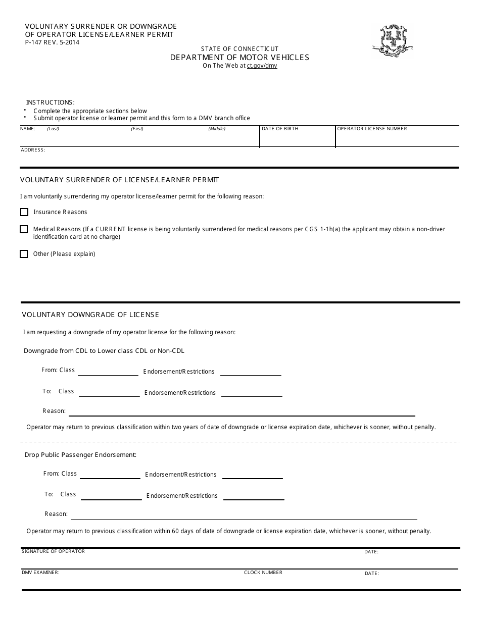 Form P-147 - Fill Out, Sign Online and Download Fillable PDF ...