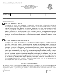 Document preview: Form B-215 Special Mobile Equipment Affidavit - Connecticut