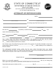 Document preview: Form H-30 Affidavit of Repossession - Connecticut