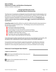 Form 07-6124 Commercial Fishermen&#039;s Fund Compelling Reasons Questionnaire - Alaska
