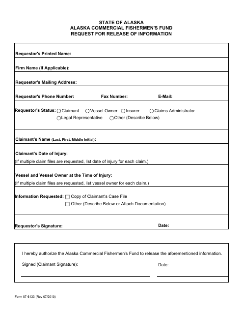 Form 07-6133  Printable Pdf