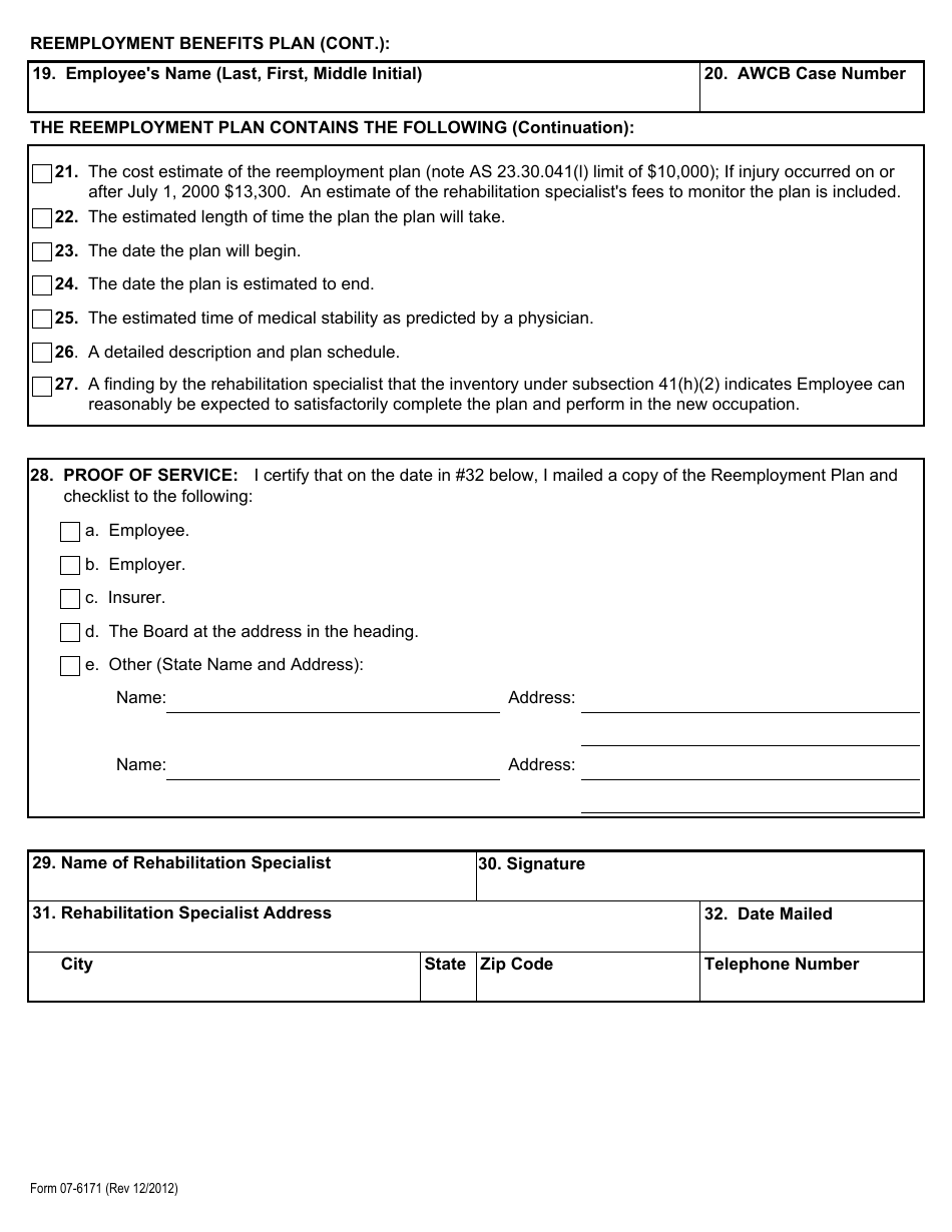 Form 07-6171 Reemployment Benefits Plan Checklist - Alaska, Page 2
