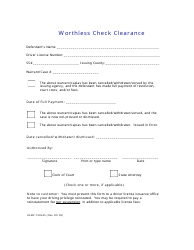 Document preview: Form HSMV-72862 Worthless Check Clearance - Florida