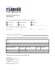 Form HSMV73644 &quot;Refund Request&quot; - Florida