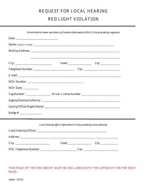 Form HSMV75710  Printable Pdf
