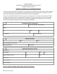 Document preview: Form HSMV80122 Application for Suspected or Reported Title and Registration Fraud - Florida