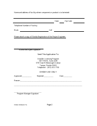 Form HSMV-81032 Application for Florida Certification of Mobile/Manufactured Home Installation Component or Product - Florida, Page 2