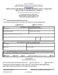Form HSMV82054 Application for Original or Replacement Title Validation Sticker for an Off-Highway Vehicle - Florida