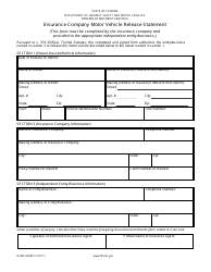 Document preview: Form HSMV82089 Insurance Company Motor Vehicle Release Statement - Florida