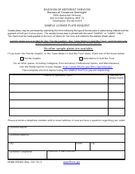 Document preview: Sample Form HSMV83000 License Plate Request Form - Florida