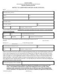 Document preview: Form HSMV82192 Notice to Surrender Motor Vehicle/Vessel - Florida
