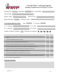 Form HSMV92786 Frtp Quality Assurance Visit (Qav) Form - Florida