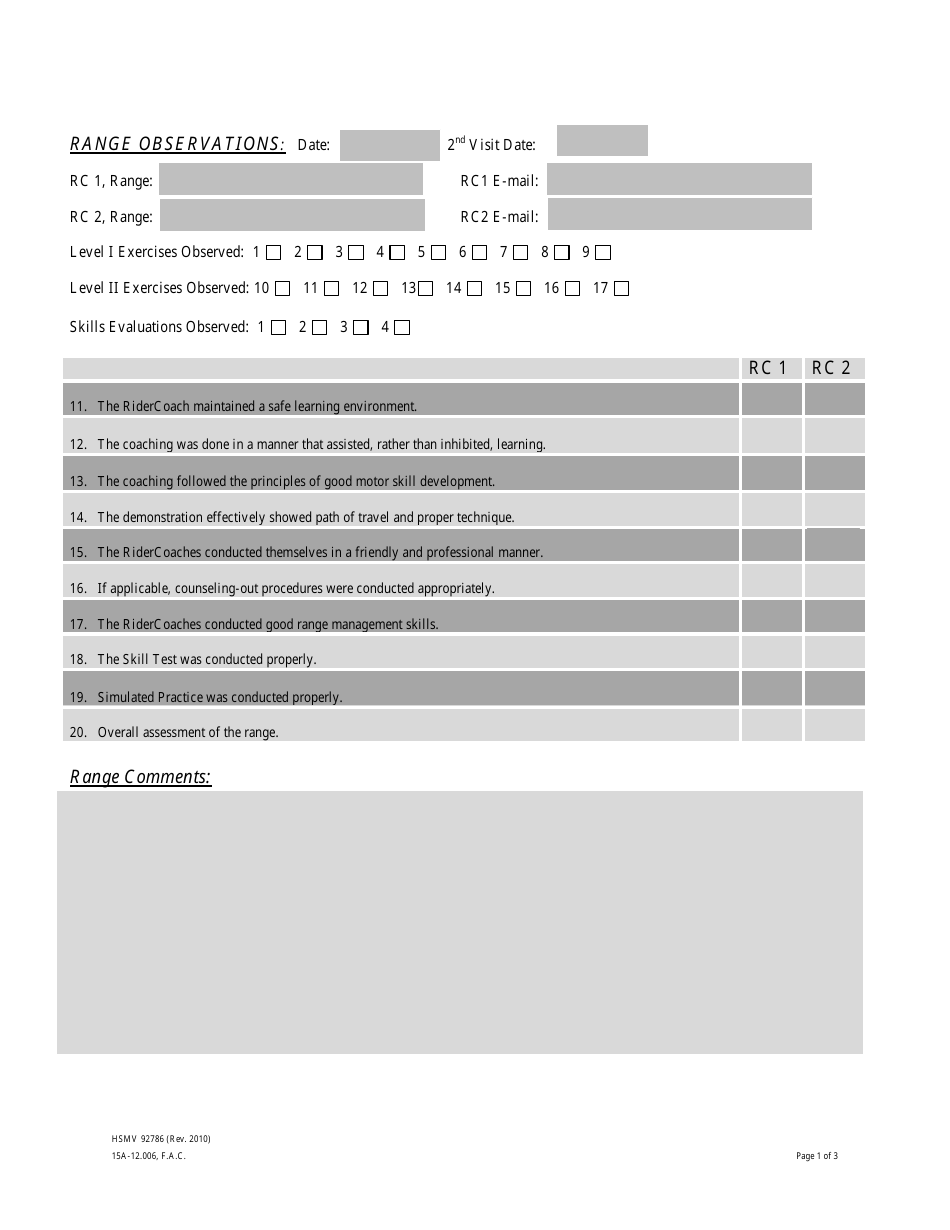 Form HSMV92786 Frtp Quality Assurance Visit (Qav) Form - Florida, Page 2