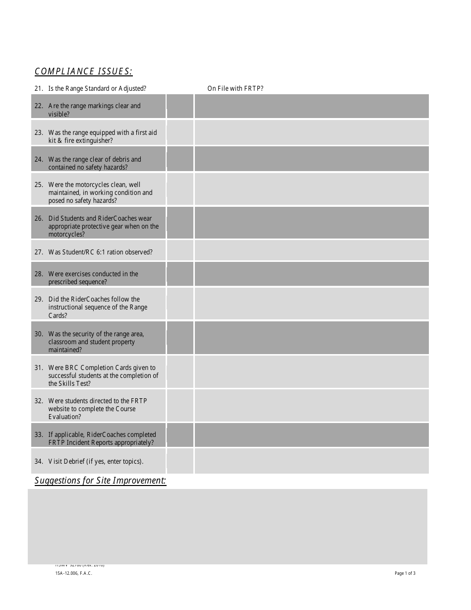 Form HSMV92786 Frtp Quality Assurance Visit (Qav) Form - Florida, Page 3
