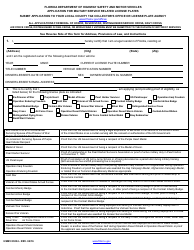 Form HSMV83034 Application for Military Service Related License Plates - Florida