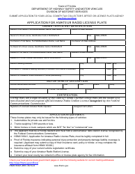 Document preview: Form HSMV83041 Application for Amateur Radio License Plate - Florida