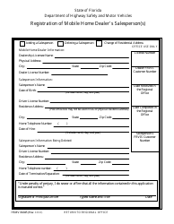 Document preview: Form HSMV84045 Registration of Mobile Home Dealer's Salesperson(S) - Florida