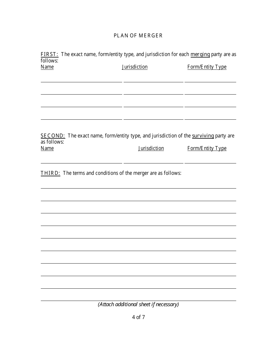 Form CR2E120 Articles of Merger for Florida Profit or Non-profit Corporation Into Other Business Entity - Florida, Page 6
