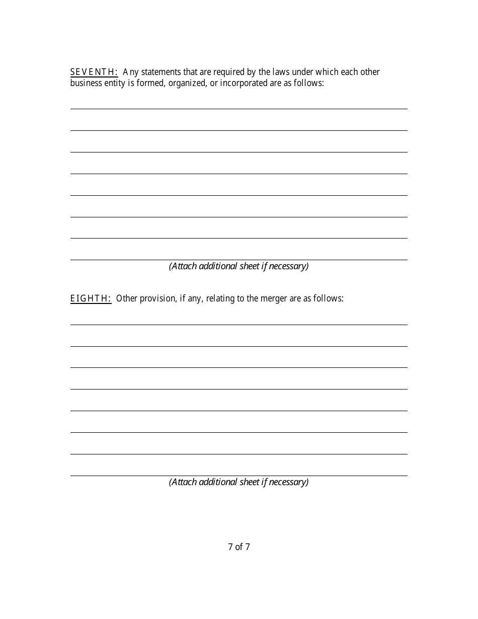 Form CR2E120 Articles of Merger for Florida Profit or Non-profit Corporation Into Other Business Entity - Florida, Page 9