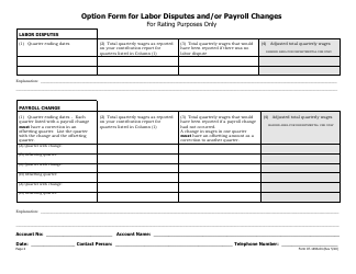 Document preview: Form 07-1496-04 Option Form for Labor Disputes and/or Payroll Changes - Alaska