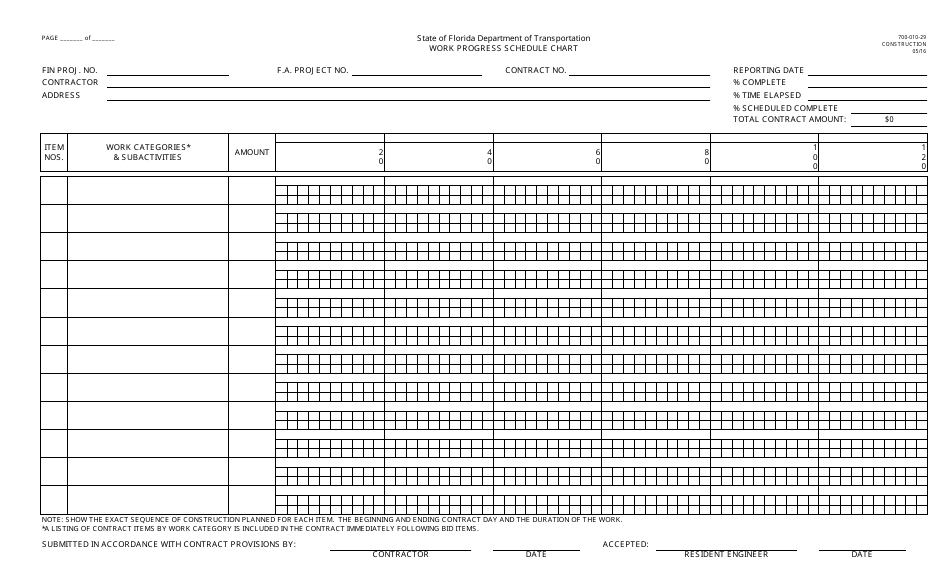 Form 700-010-29 Work Progress Schedule Chart - Florida, Page 1