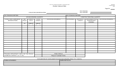 Document preview: Form 700-050-08 Piling Tabulation - Florida