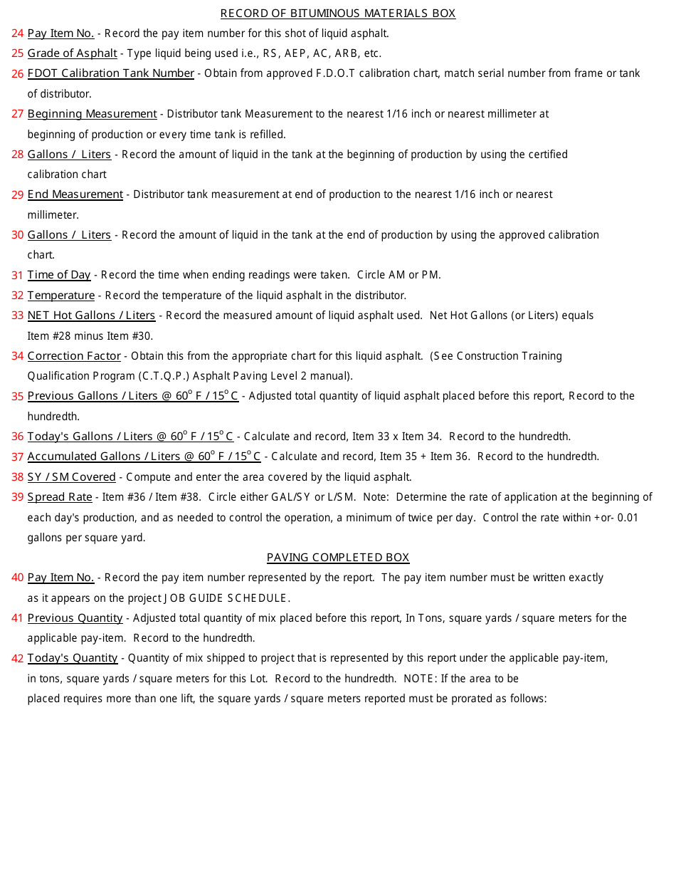 Form 675-030-20 Asphalt Roadway - Daily Report of Quality Control - Florida, Page 6