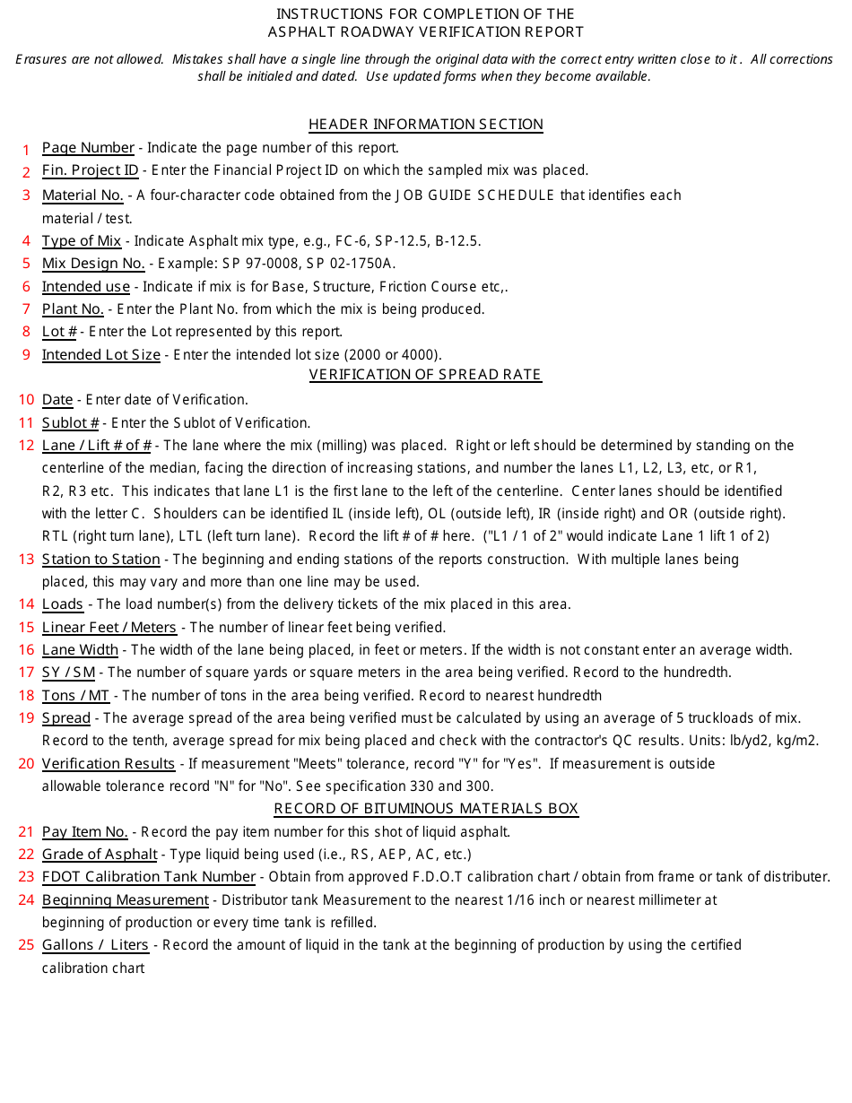 Form 675-030-21 Asphalt Roadway - Verification Report - Florida, Page 3