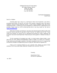 Short Form Certificate of Dissolution - Delaware