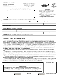 Form JD-CV-5B Exemption Claim Form, Property Execution - Connecticut