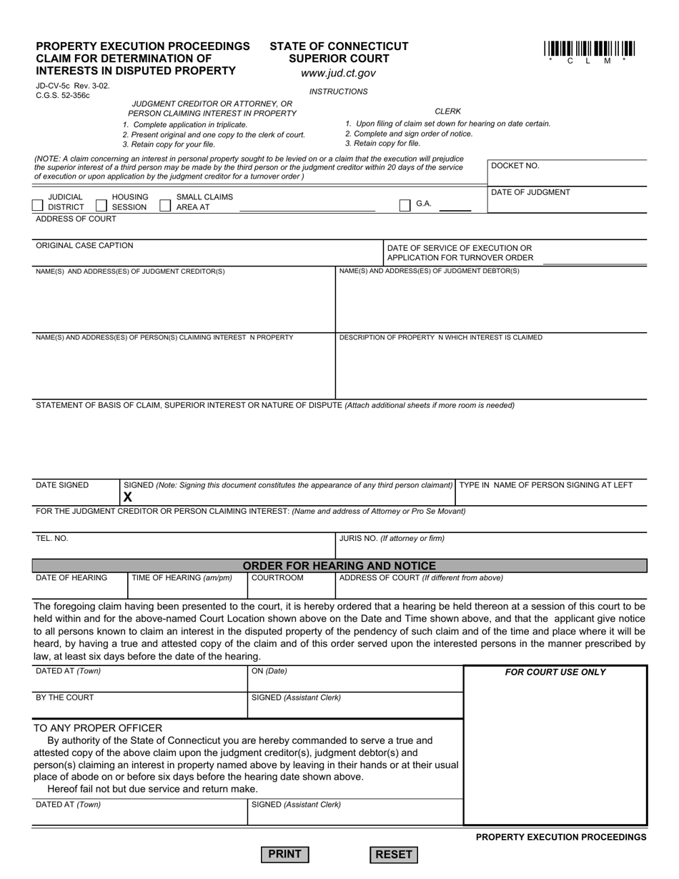 Form JD-CV-5C Download Fillable PDF or Fill Online Property Execution ...