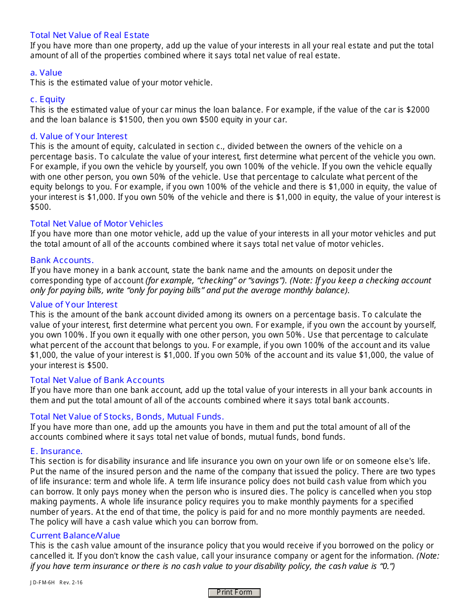 Instructions for Form JD-FM-6-LONG Financial Affidavit - Connecticut, Page 4