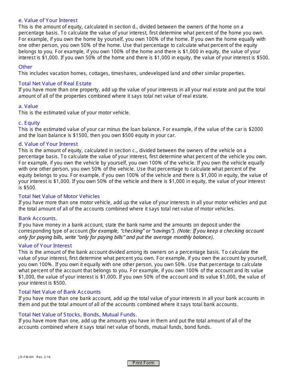 Instructions for Form JD-FM-6-SHORT Financial Affidavit - Connecticut, Page 4