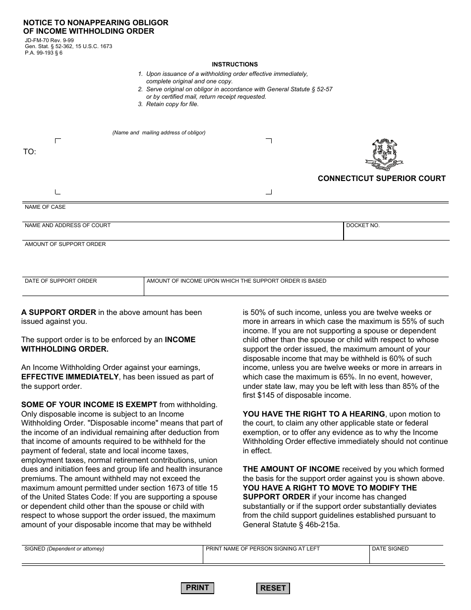 Form JD-FM-70 - Fill Out, Sign Online and Download Fillable PDF ...