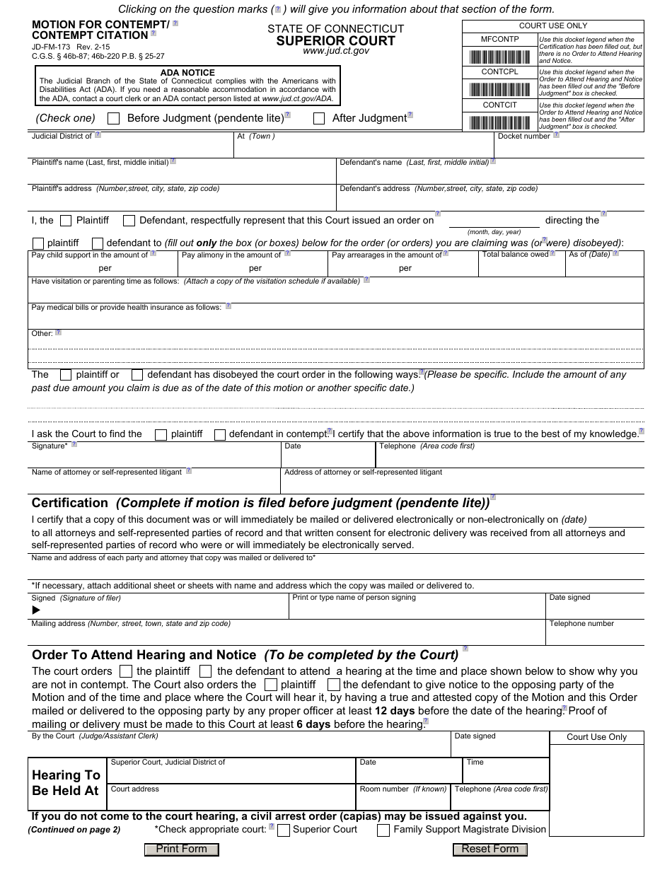 Form JD-FM-173 - Fill Out, Sign Online and Download Fillable PDF ...