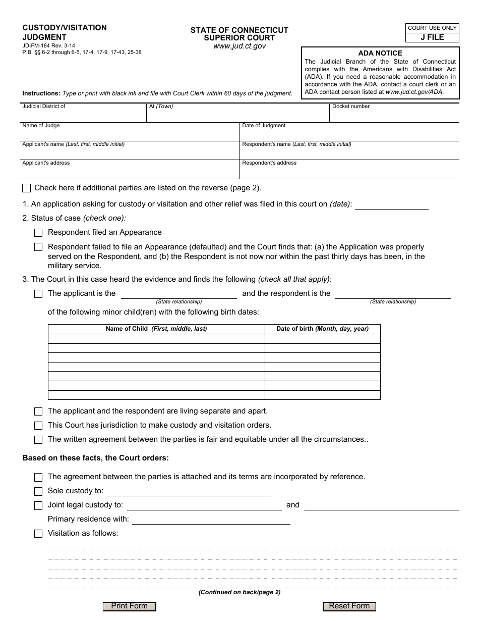 Form JD-FM-184 - Fill Out, Sign Online and Download Fillable PDF ...