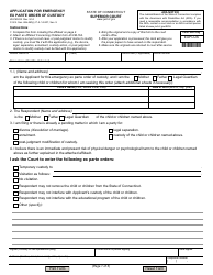 Document preview: Form JD-FM-222 Application for Emergency Ex Parte Order of Custody - Connecticut