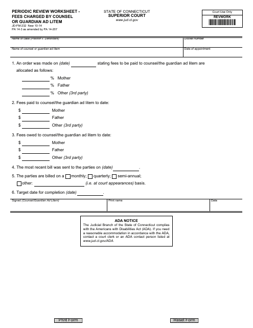 Form JD-FM-232 - Fill Out, Sign Online and Download Fillable PDF ...