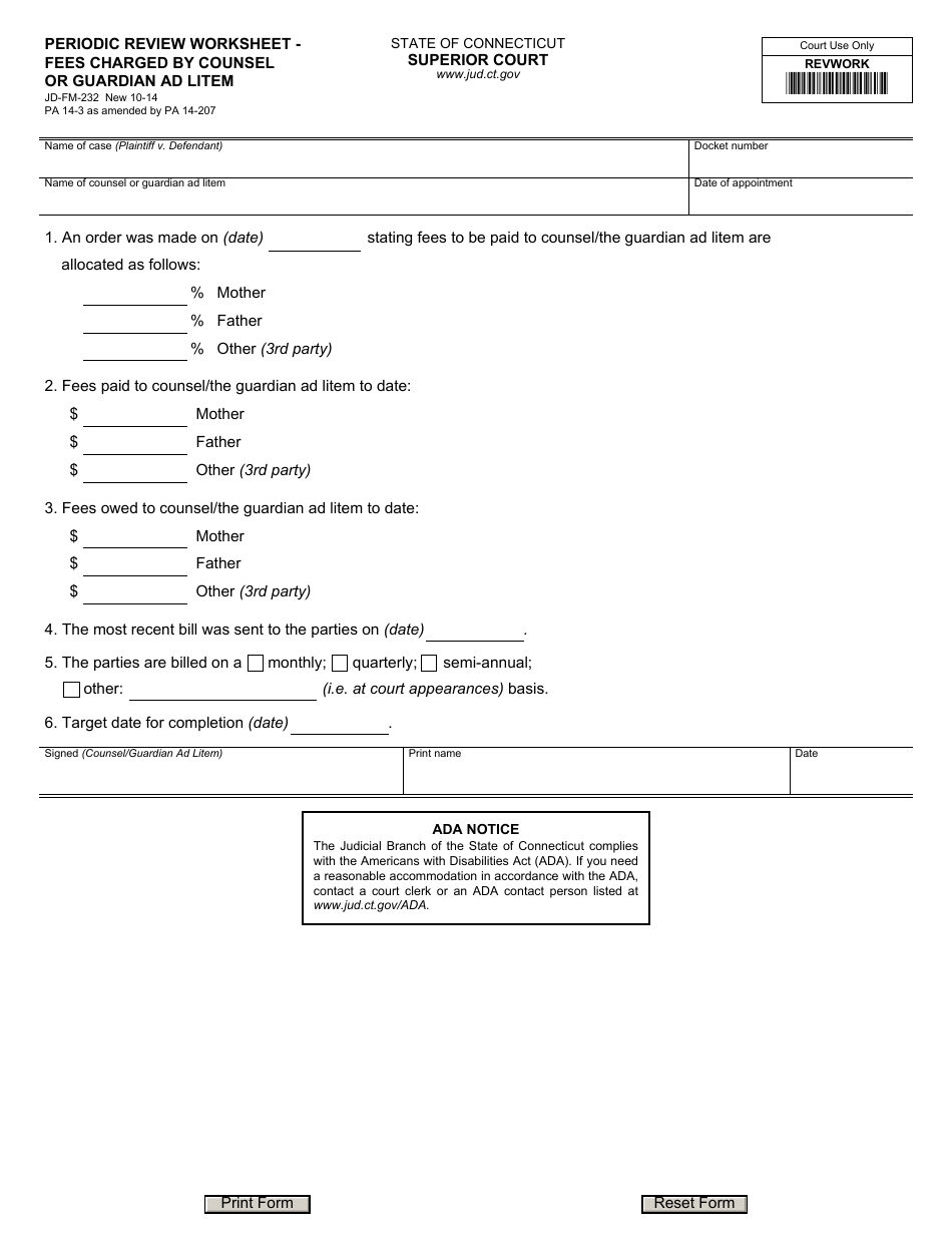 Form JD-FM-232 Download Fillable PDF or Fill Online ...